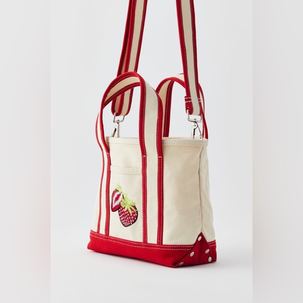 Urban Outfitters Kimchi Blue Embroidered Strawberry Mini Canvas Tote Bag